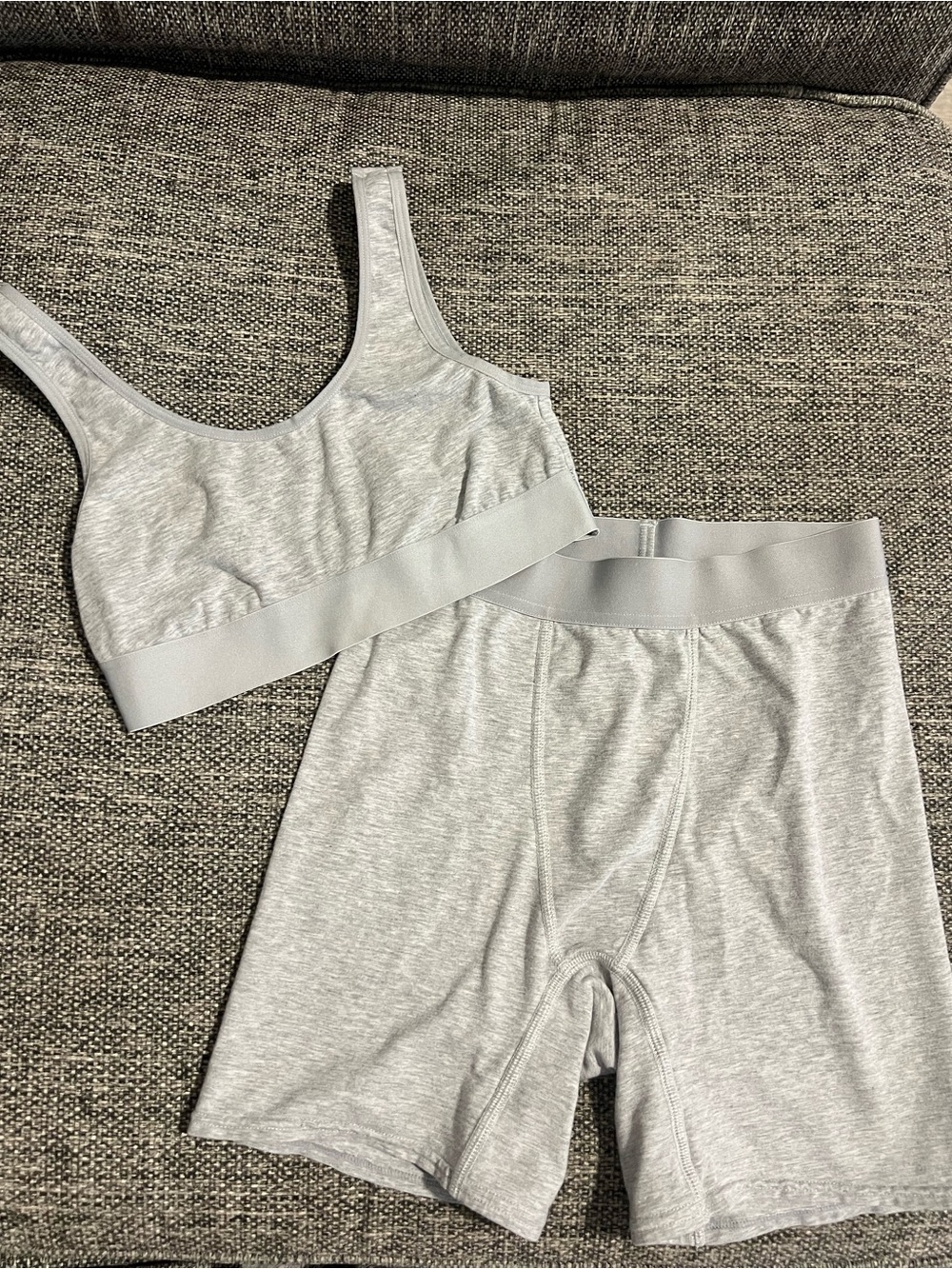 Auden Women's XS Light Gray Cotton-Blend Bralette & Boxer Short Set